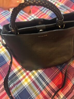 Love & Lore Black Leather Tote with Braided Top Handles